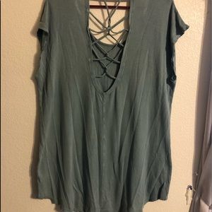 Short Sleeved Shirt with Lattice back 2x